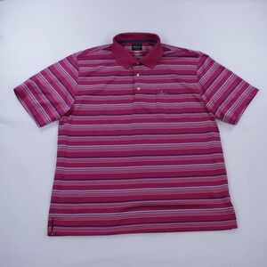 Greg Norman for Tasso Elba Polo Shirt Men's Large L Maroon Striped Play Dry